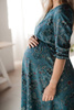  Lovely Dress Midi tehotenské a dojčiace šaty, 3/4 rukáv, paisley na tyrkysovej farbe