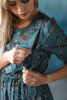  Lovely Dress Midi tehotenské a dojčiace šaty, 3/4 rukáv, paisley na tyrkysovej farbe
