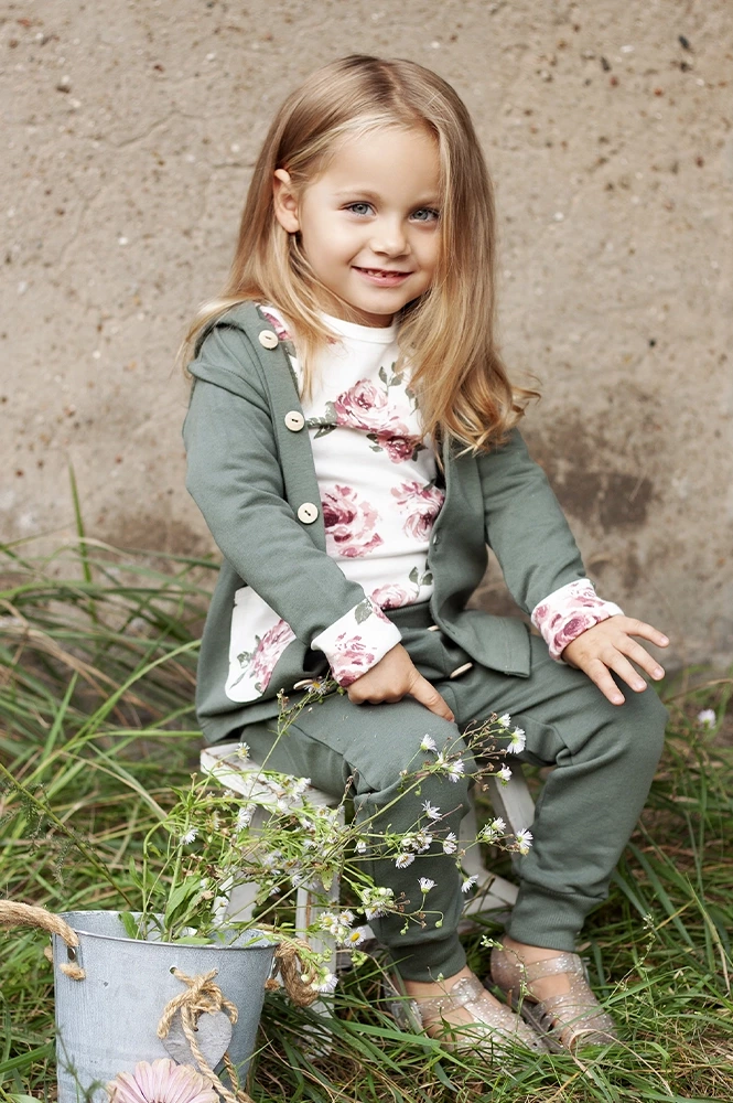 Detská mikina s kapucňou Roses - Khaki