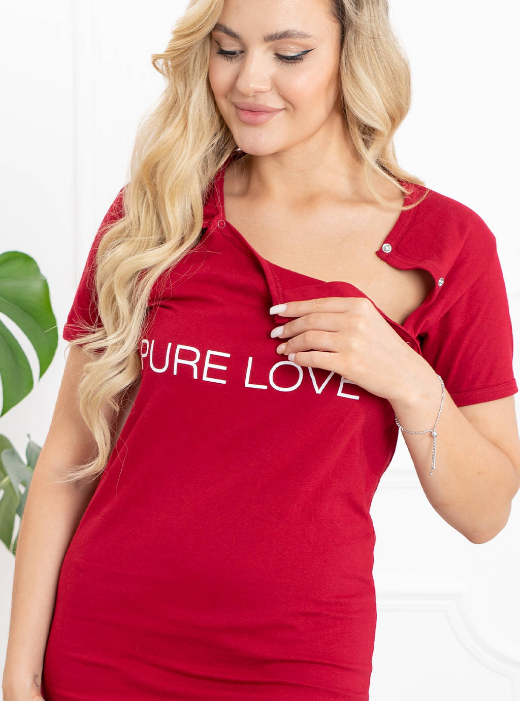 Tehotenská košeľa PURE LOVE - bordová