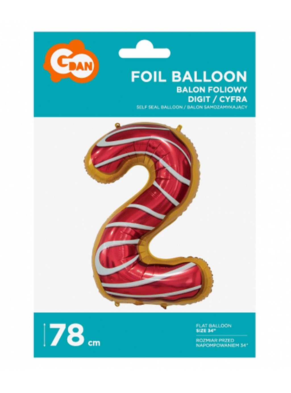 Zlatý balón s číslom "2" - 78 cm