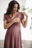Mommy Chic ružovohnedé tehotenské a dojčiace šaty